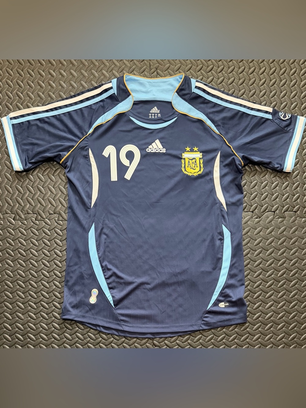 Lionel Messi Argentina Away Retro Jersey #19 Vintage Style (Runs Small)